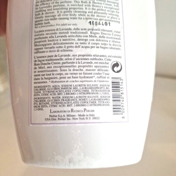 Lavender Honey Bath & Shower Cream 3 Lot Perlier 250mL 8.4 fl oz Made In Italy - Picture 5 of 6